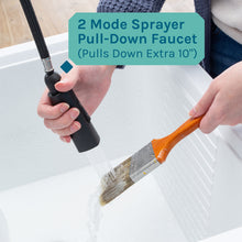 Carregar imagem no visualizador da galeria, Tehila White Vanity Cabinet and White Utility Sink with Black Finish High-Arc Pull-Down Faucet