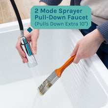 Cargar imagen en el visor de la galería, Tehila White Vanity Cabinet and White Utility Sink with Chrome Finish High-Arc Pull-Down Faucet