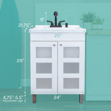 Cargar imagen en el visor de la galería, Tehila White Vanity Cabinet and White Utility Sink with Black Finish Pull-Out Faucet