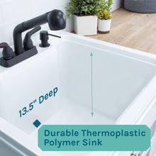 Cargar imagen en el visor de la galería, Tehila White Vanity Cabinet and White Utility Sink with Black Finish Pull-Out Faucet