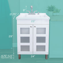 Carregar imagem no visualizador da galeria, Tehila White Vanity Cabinet and White Utility Sink with Chrome Finish Pull-Out Faucet