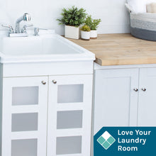 Carregar imagem no visualizador da galeria, Tehila White Vanity Cabinet and White Utility Sink with Chrome Finish Pull-Out Faucet