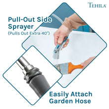 Load image into Gallery viewer, Tehila Space Saver Freestanding White Utility Sink with Chrome Finish Gooseneck Faucet and Side Sprayer