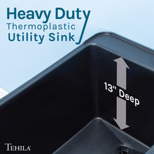 Carregar imagem no visualizador da galeria, Tehila Space Saver Freestanding Black Utility Sink with Black Finish Low-Profile Pull-Down Faucet