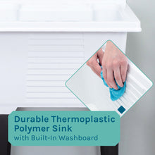 Carregar imagem no visualizador da galeria, Tehila Luxe Freestanding White Utility Sink with Black Finish Low-Profile Pull-Down Faucet
