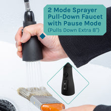 Carregar imagem no visualizador da galeria, Tehila Luxe Freestanding White Utility Sink with Black Finish Low-Profile Pull-Down Faucet