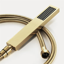 Cargar imagen en el visor de la galería, 16-Inch Brushed Gold Flush Mount Shower Faucet Set with 6-Way Thermostatic Control, 64-Color LED, Bluetooth Music, Rainfall-Waterfall-Mist Features, Rotating Hydro Jet, and Regular Head