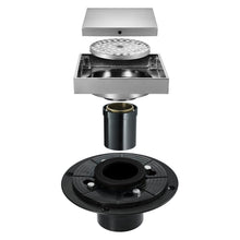 Cargar imagen en el visor de la galería, Chrome brass floor drain 4x4inch