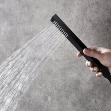 Cargar imagen en el visor de la galería, Matte Black Ceiling Mounted Rainfall Shower Faucet: 12'' or 16'' with LED Option