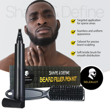 Load image into Gallery viewer, Beard Filler Pen kit Black Beard Pen with Brush Waterproof and Sweat Proof Barber Styling Pencil Long Lasting Marker Filler for Men Beard Grooming Kit Barber Accessories Beard Products