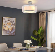 Load image into Gallery viewer, Depuley 15 in. 3-Light Industrial Semi Drum Flush Mount Light, Double Drum Pendant Light