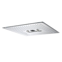 Carregar imagem no visualizador da galeria, Flushed Mounted Brushed Nickel 16'' x 16'' Shower Head: Featuring 64 LED Lights, Music, Rainfall, Waterfall, Mist, 360 Degrees Rotation, and Hydro Jet Technology