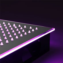 Carregar imagem no visualizador da galeria, Flushed Mounted Matte Black 16'' x 16'' Shower Head: Featuring 64 LED Lights, Music, Rainfall, Waterfall, Mist, 360 Degrees Rotation, and Hydro Jet Technology