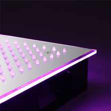 Cargar imagen en el visor de la galería, 16-Inch Brushed Nickel Flush Mount Rainfall-Waterfall-Mist Hydro-Water Massage, 5-Way Digital Thermostatic Shower System with 64 LED Lights and Bluetooth Music Integration