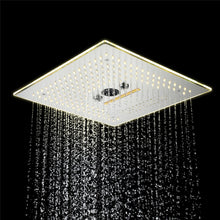 Cargar imagen en el visor de la galería, 16-Inch Brushed Nickel Flush Mount Rainfall-Waterfall-Mist Hydro-Water Massage, 5-Way Digital Thermostatic Shower System with 64 LED Lights and Bluetooth Music Integration
