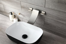Load image into Gallery viewer, Brushed Nickel Wall Mount Waterfall Bathroom Sink Faucet with Overflow Brass Pop-Up Drain
