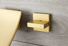 Carregar imagem no visualizador da galeria, Brushed Gold Wall Mount Waterfall Bathroom Sink Faucet with Overflow Brass Pop-Up Drain