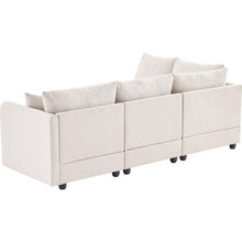 Carregar imagem no visualizador da galeria, 89x79"Modern Sectional Sofa with Vertical Stripes,2 Pillows,5-Seat Couch with Convertible Ottoman,Various Combinations,L-Shape Indoor Furniture for Living Room,Apartment, 3 Colors