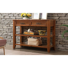 Load image into Gallery viewer, Console Sofa Table with 2 Storage Drawers and 2 Tiers Shelves, Mid-Century Style 42" Solid Wood Buffet Sideboard for Living Room Furniture Kitchen Dining Room Entryway Hallway, Brown