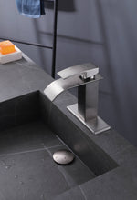 Carregar imagem no visualizador da galeria, Brushed nickel or matte black or brushed gold waterfall Bathroom Faucet brass with plate and brass pop up drain