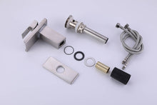 Carregar imagem no visualizador da galeria, Brushed nickel waterfall 3 LED light single handle brass bathroom faucet with pop up brass drain