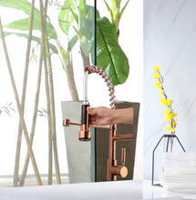 Cargar imagen en el visor de la galería, Rose Gold High Arc brass Kitchen Sink Faucet Pull Down Spray with lock ring and deck plate