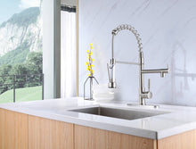 Carregar imagem no visualizador da galeria, Brushed nickel High Arc brass Kitchen Sink Faucet Pull Down metal Spray with deck plate and lock ring