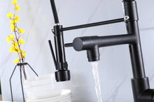 Cargar imagen en el visor de la galería, Matte Black High Arc brass Kitchen Sink Faucet Pull Down metal Spray with deck plate and lock ring