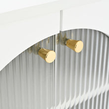 Load image into Gallery viewer, Contemporary TV Stand with Adjustable Shelves for TVs Up to 78", Stylish Media Console with Gold Handles and Arch Fluted Glass Doors, Delicate Entertainment Center for Living Room, White