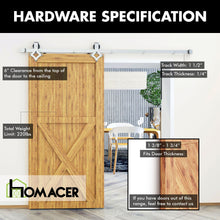 Load image into Gallery viewer, Non-Bypass Sliding Barn Door Hardware Kit - Diamond Design Roller - Silver Finish