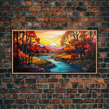 Load image into Gallery viewer, Beautiful Autumn Centerpiece Art, Framed Canvas Print, Stained Glass Style Decor, Fall Decor, Fall Art, Farmhouse Decor, Fall Home Decor