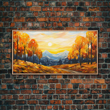 Carregar imagem no visualizador da galeria, Fall Trees, Autumn Wall Art, Abstract Nature Painting, Sunset Art, College Dorm Decor, Camper Wall Decor, Canvas Wall Art, Panoramic Art
