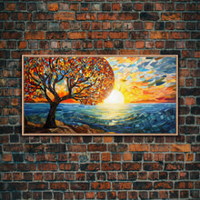 Load image into Gallery viewer, Mosaic Wall Art, Abstract Wall Art, Nature Wall Print, Sunset Art, Canvas Print, Wall Hanging, Panoramic Art, Kitchen Wall Art, Gift Ideas