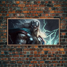Load image into Gallery viewer, Thor God of Thunder, Framed Canvas Print, Norse Mythology Art, Fantasy Art