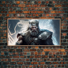 Load image into Gallery viewer, Thor Art, God of Thunder, Framed Canvas Print, Norse Mythology Art, Fantasy Art