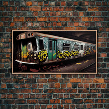 Carregar imagem no visualizador da galeria, Graffiti Subway Car - Cool Wall Art -Framed Canvas Print - Unique Wall Decor - Framed Art - Train Car With Graffiti