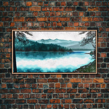 Load image into Gallery viewer, Mountain Lake, Watercolor Landscape Painting Canvas Print - Ready To Hang Large Gallery Wrapped Canvas Wall Art Prints With Floating Frames