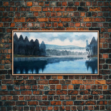 Load image into Gallery viewer, Blue Lake Art | Framed Canvas Print | Blue Lake Painting | Lake House Decor | Guest Room Landscape Painting | Waldo Lake Painting