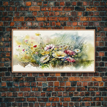 Carregar imagem no visualizador da galeria, Abstract Watercolor Wildflower Meadow Painting, Canvas Print, Colorful Botanical Art Prints, Abstract flower Art, Extra Large Painting