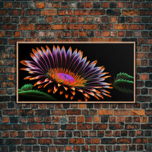 Load image into Gallery viewer, Neon Flowers Wall Art, Framed Canvas Print, Original Flower Painting, Mother's Day Gift, Floral Decor, Black Background Flower Art