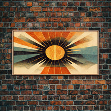 Carregar imagem no visualizador da galeria, Abstract Midcentury Modern Sunburst, Canvas Print, Art Deco Style wall art, sun with sun rays, sun burst, boho style, ready to hang