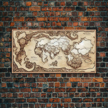 Carregar imagem no visualizador da galeria, Abstract fantasy world map, canvas print, middle earth style, wall art for nerds like me