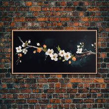 Cargar imagen en el visor de la galería, Cherry Blossoms Wall Decor, Floral Wall Art, White Flowers Wall Art, Panoramic Wall Decor, Canvas Print, Wall Art, Framed Canvas Art