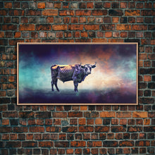 Carregar imagem no visualizador da galeria, Bull Wall Art, Animal Wall Art, Nature Art, Minimalist Art, Panoramic Wall Decor, Canvas Print, Wall Art, Framed Canvas Art