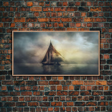 Carregar imagem no visualizador da galeria, Abstract Sailboat Wall Decor, Ocean Wall Art, Seascape, Storm Wall Decor, Panoramic Wall Decor, Canvas Print, Wall Art, Framed Canvas Art