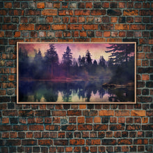 Carregar imagem no visualizador da galeria, Foggy Landscape Wall Art, Reflection River Wall Decor, Misty Lake Art, Panoramic Wall Decor, Canvas Print, Wall Art, Framed Canvas Art