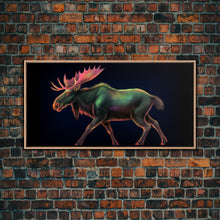 Carregar imagem no visualizador da galeria, Abstract Moose Wall Art, Animal Art Print, Nature, Minimalist Wall Art, Panoramic Wall Decor, Canvas Print, Wall Art, Framed Canvas Art