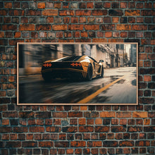 Cargar imagen en el visor de la galería, Cool Supercar Art, Framed Canvas Print, Cyberpunk Sportscar Painting, Futuristic Supercar Painting, Man Cave Decor, Gift For Him, Car Guy