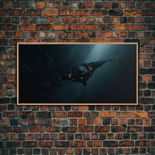 Cargar imagen en el visor de la galería, Cool Scifi Wall Art, Scifi Art, Framed Canvas Print, The Space Cruiser, Gull Wing Space Ship, Unique Art, Alien Wall Art