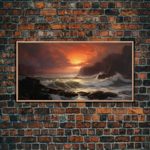 Load image into Gallery viewer, Beautiful Seascape Painting Canvas Print, Landscape Oil Painting, Minimalist Modern Art, Canvas Painting, Framed Wall Art Print